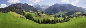 Panoramic view above S. Magdalena on the Bergbauernweg trail, Villnoesstal valley, province of Bolzano-Bozen, Italy Panoramic view above S. Magdalena on the Bergbauernweg trail, Villnoesstal valley, province of Bolzano-Bozen, Italy
