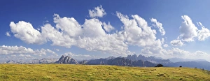 Panoramic view as seen from Aferer Alm alp on Plosen mountain Panoramic view as seen from Aferer Alm alp on Plosen mountain