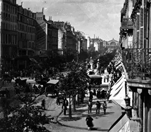 Paris Boulevard Print circa 1860: Gare de l'Est on Boulevard de Strasbourg