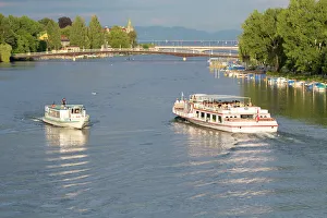 Passenger ships on the Rhine River, Konstanz, Baden-Wuerttemberg, Germany Passenger ships on the Rhine River, Konstanz, Baden-Wuerttemberg, Germany