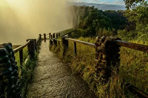 Victoria Falls Collection: The path and bridge to The Knife Edge. Victoria Falls. Zambia