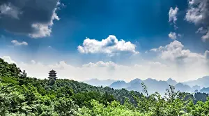 Green Forest Landscapes Prints: Pavilion on the mountain top