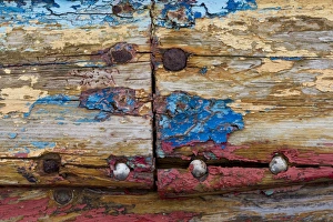 Peeling paint, rusty nails, Reykjanesskagi, Southern Peninsula or Reykjanes, Iceland Peeling paint, rusty nails, Reykjanesskagi, Southern Peninsula or Reykjanes, Iceland