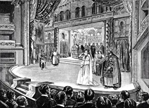 The performance of King Lear on the new Shakespeare stage at the Royal Court Theatre in The performance of King Lear on the new Shakespeare stage at the Royal Court Theatre in