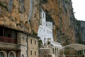 Prints of The Monastery of Ostrog is a monastery of the Serbian Orthodox Church situated against an almost vertical background, in Montenegro Montenegro Prints: Fine Art Storehouse Print of Ostrog Monastery, Montenegro
