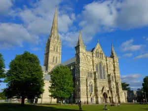 Prints of Salisbury cathedral in Salisbury, Wiltshire. The cathedral is one of the best examples of Early English architecture Wiltshire Prints: Early English Gothic Print of Salisbury Cathedral