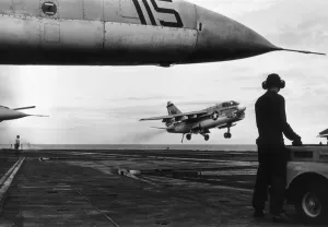Vietnam War Prints: Flight Deck Plane Taking Off Print
