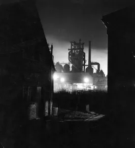 Prints of 11th February 1950: Corby Ironworks in Northamptonshire at night. Original Publication: Picture Post - 4975 - Did You Know This Was Happening To England? - pub Northamptonshire Prints: Corby Ironworks Nighttime Print