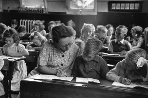 Black And White Classroom Photos Prints: Crowded Classroom