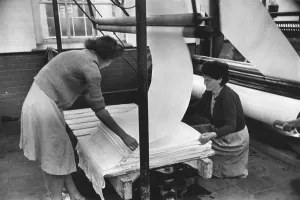 Female Factory Workers Prints: Damping Machine