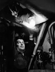 British Royal Navy Prints: In Engine Room