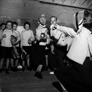 Square Format Black And White Photography Prints: Fencing Class