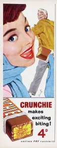 Vintage Chocolate Advertisement Prints: Fry's Crunchie