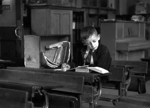 Vintage Black And White Images UK Prints: Studious Boy