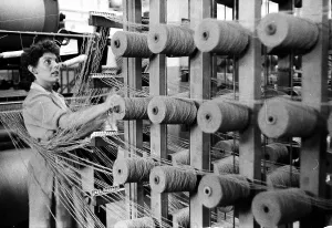 Black And White Industrial Photography Prints: Spools Of Wool