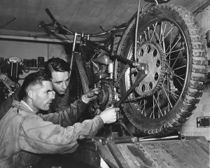 Black And White Motorcycle Photos Prints: Tuning Up