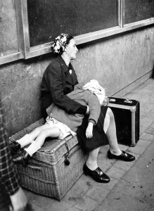 Mother Child Portrait Prints: Waiting For Train