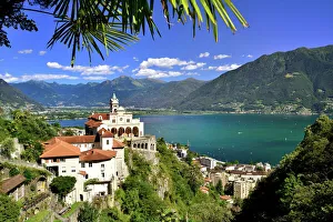 Pilgrimage church of Madonna del Sasso at Lago Maggiore, Lake Maggiore, Locarno, Ticino Pilgrimage church of Madonna del Sasso at Lago Maggiore, Lake Maggiore, Locarno, Ticino