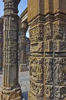 Red Sandstone Architecture Prints: Pillars at Qutub minar complex