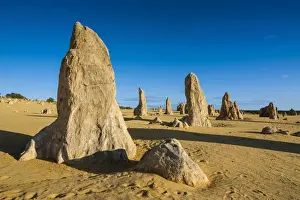 Blue Sky Outdoor Photography Prints: The Pinnacles limestone formations, Nambung National Park, Western Australia