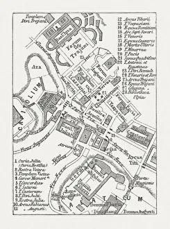 Plan of Roman Forum, wood engraving, published in 1878 Plan of Roman Forum, wood engraving, published in 1878
