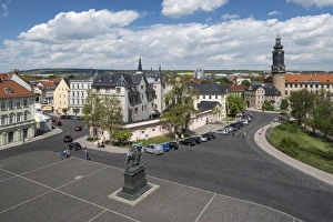 Platz der Demokratie square with Carl August monument, at the center study center of Platz der Demokratie square with Carl August monument, at the center study center of