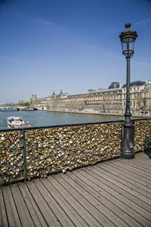 Pont des Arts with love locks in Paris, France Pont des Arts with love locks in Paris, France