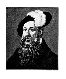 Portrait of Johannes Gutenberg, a German blacksmith, goldsmith, inventor, printer Portrait of Johannes Gutenberg, a German blacksmith, goldsmith, inventor, printer