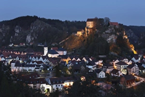 Pottenstein in the evening, Little Switzerland, Upper Franconia, Franconia, Bavaria Pottenstein in the evening, Little Switzerland, Upper Franconia, Franconia, Bavaria
