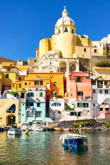 Procida, multi colours houses in La Corricella Harbour. Naples, Campania, Italy Procida, multi colours houses in La Corricella Harbour. Naples, Campania, Italy