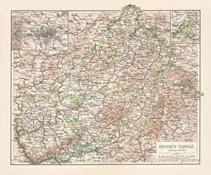 Prussian province Hesse and Nassau (1868-1944), Germany, lithograph, published 1897 Prussian province Hesse and Nassau (1868-1944), Germany, lithograph, published 1897