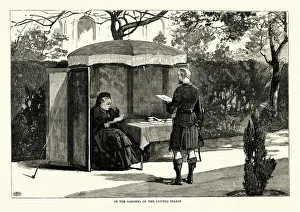 Queen Victoria in gardens of Linderhof Palace (Ludwig Palace), 1884 Queen Victoria in gardens of Linderhof Palace (Ludwig Palace), 1884