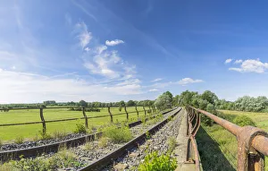 Railway line, Marklohe, Lower Saxony, Germany Railway line, Marklohe, Lower Saxony, Germany