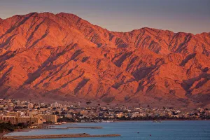 Red Sea beachfront, sunset view towards Aqaba Red Sea beachfront, sunset view towards Aqaba