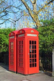 Red telephone boxes, London, England, United Kingdom, Europe Red telephone boxes, London, England, United Kingdom, Europe