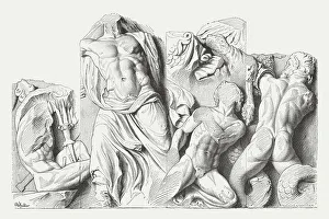 Relief from Pergamon Altar, published in 1881 Relief from Pergamon Altar, published in 1881
