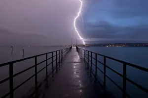 Images Dated 6th August 2011: Retreating Thunderstorm Print, Lake Constance Scene