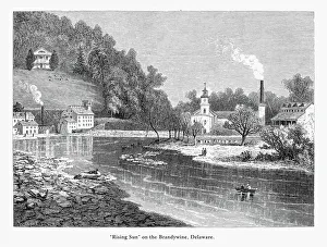 Rising Sun, Brandywine River, Delaware, United States, American Victorian Engraving, 1872 Rising Sun, Brandywine River, Delaware, United States, American Victorian Engraving, 1872