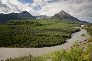 River landscape, Matanuska River with King Mountain, Alaska, USA, North America River landscape, Matanuska River with King Mountain, Alaska, USA, North America