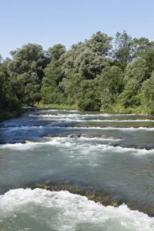 River Mangfall at the Mangfall bend in Grubmuehle, parish of Valley, Mangfalltal River Mangfall at the Mangfall bend in Grubmuehle, parish of Valley, Mangfalltal