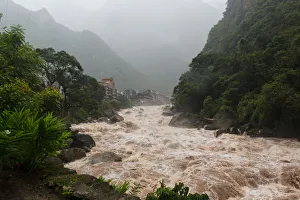 River Urubamba and the Aguas calientes town River Urubamba and the Aguas calientes town