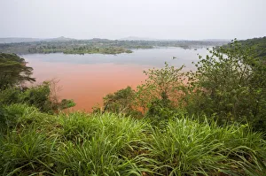 River White Nile turns red after heavy rainfalls in rainy season, Jinja, Uganda River White Nile turns red after heavy rainfalls in rainy season, Jinja, Uganda