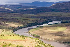 River Winding through a valley in Southern Lesotho. Lesotho, Southern Africa River Winding through a valley in Southern Lesotho. Lesotho, Southern Africa