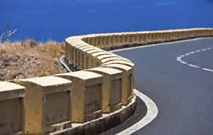 Road barrier on a curvy mountain road at El Suclum, La Montanita, La Montanita, Tenerife Road barrier on a curvy mountain road at El Suclum, La Montanita, La Montanita, Tenerife