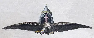 Roc bird, hand-colored copper engraving from childrens picture book by Friedrich Justin Roc bird, hand-colored copper engraving from childrens picture book by Friedrich Justin