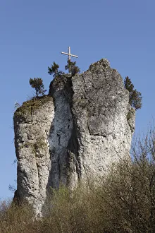 Rock in Baernfels, municipality of Obertrubach, Franconian Switzerland, Upper Franconia Rock in Baernfels, municipality of Obertrubach, Franconian Switzerland, Upper Franconia