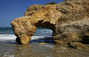 Rock formation on the Mediterranean coast near Torredembarra, Catalonia, Spain, Europe Rock formation on the Mediterranean coast near Torredembarra, Catalonia, Spain, Europe
