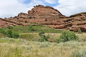 Rock formations, red sandstone rocks, Red Rocks Park, Denver, Colorado, USA Rock formations, red sandstone rocks, Red Rocks Park, Denver, Colorado, USA