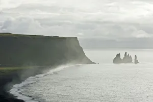 Rock formations of Reynisdrangar and Reynisfjall Mountain, Dyrholaey, Vik i Myrdal Rock formations of Reynisdrangar and Reynisfjall Mountain, Dyrholaey, Vik i Myrdal