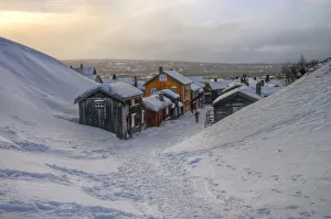 Roros mining colourful town winter sunset Roros mining colourful town winter sunset